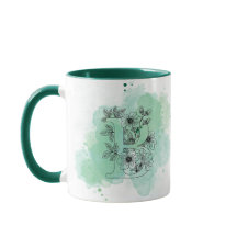 Initial B Watercolor Monogram Green Botanical 