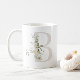 Initial B With Soft colour flower Coffee Mug