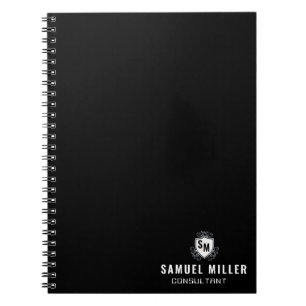 Initial Black and White Professional Monogram  Notebook