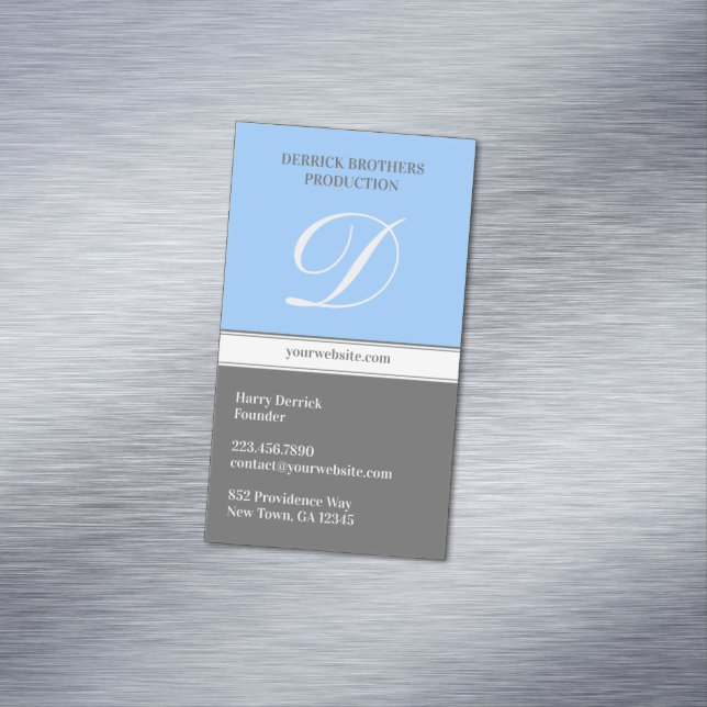 Initial Blue Grey Magnetic Business Card (In Situ)