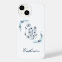 Initial "C" Blue Monogram Calm Floral