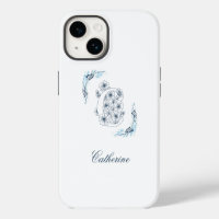 Initial "C" Blue Monogram Calm Floral