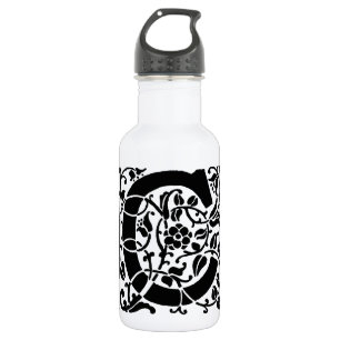Initial C Monogram. Floral Name Customised Pattern 532 Ml Water Bottle