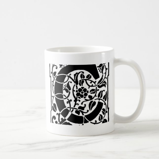 Initial C Monogram. Floral Name Customised Pattern Coffee Mug (Right)