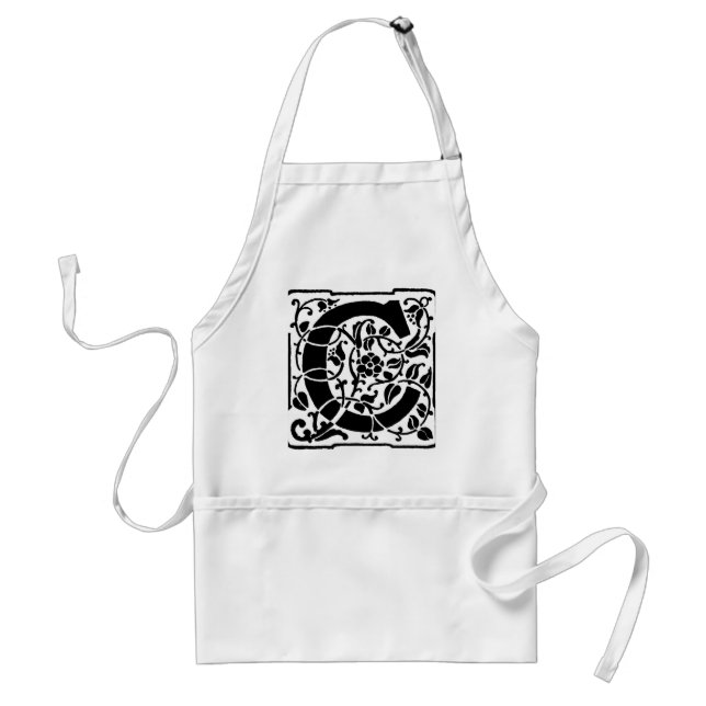 Initial C Monogram. Floral Name Customised Pattern Standard Apron (Front)