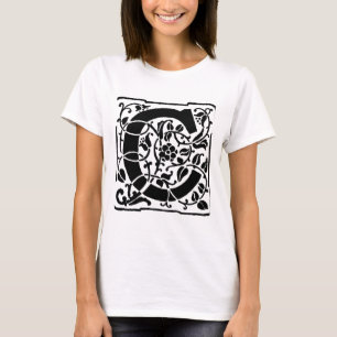 Initial C Monogram. Floral Name Customised Pattern T-Shirt