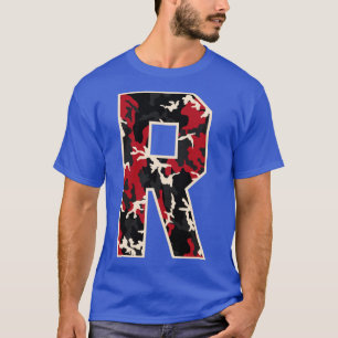 Initial Capital Letter R Camo Alphabet Gift Women T-Shirt