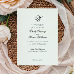Initial Classic Elegant Last Name Letter Wedding Invitation