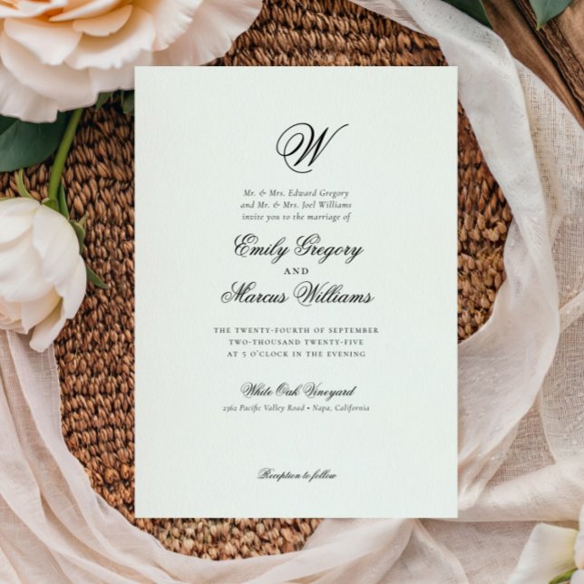 Initial Classic Elegant Last Name Letter Wedding Invitation (Creator Uploaded)