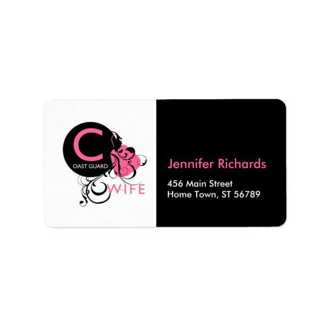 Initial Coast Guard Wife Address Label (Front)