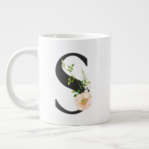 Initial Cup with the Letter S and Pretty Flowers