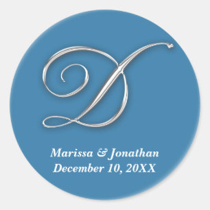 Initial D blue monogram custom name favour seal