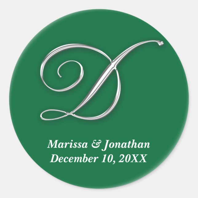 Initial D green monogram custom name favour seal (Front)