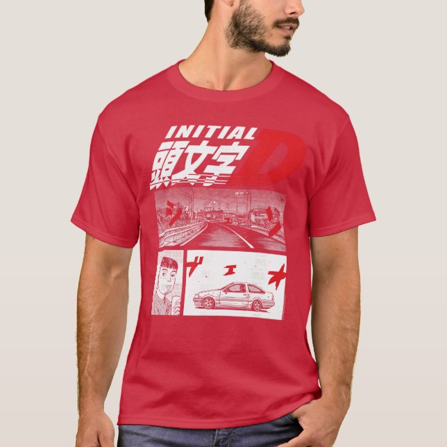 Initial D Manga 3 Panel Manga friend T-Shirt (Front)