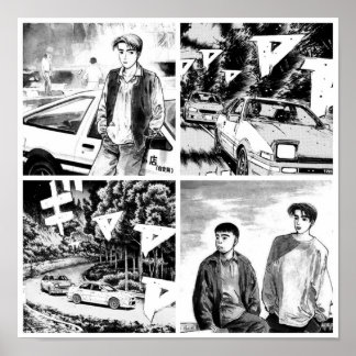 Initial D Manga Panel JDM Japanese Drift Poster