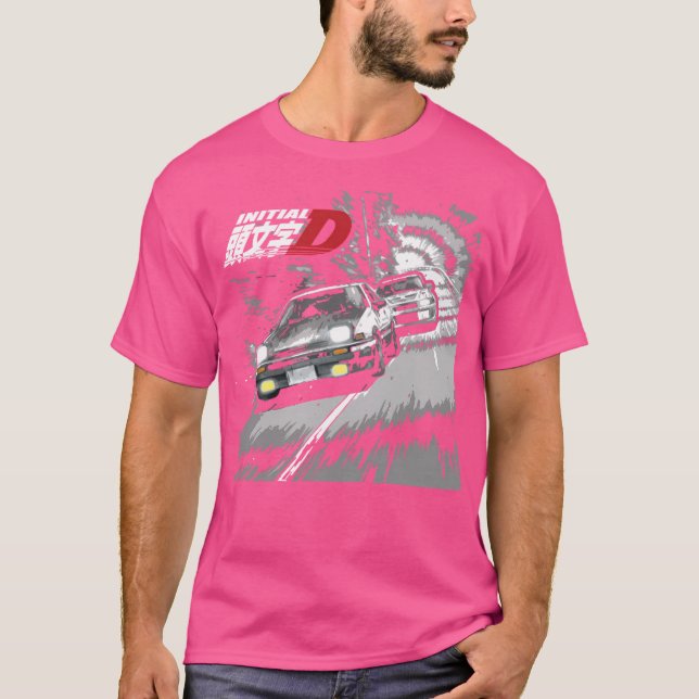 Initial D - Mountain Drift Racing Tandem Ae86 Vs E T-Shirt (Front)