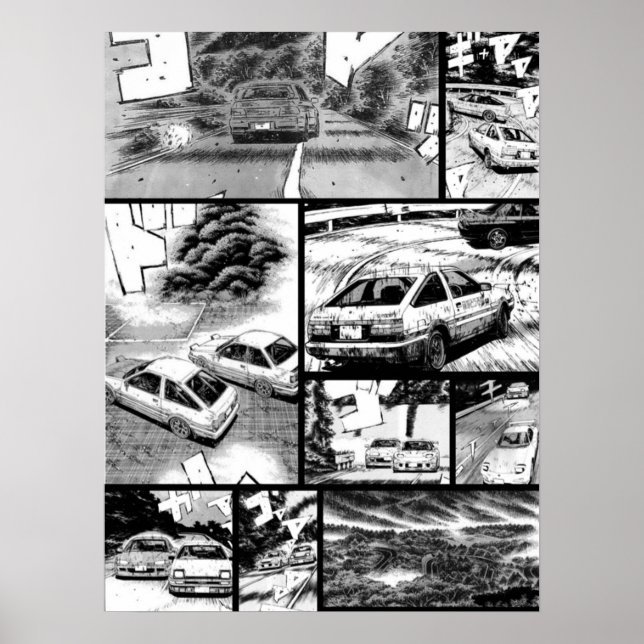 Initial D  Racing  Manga Wall Design Version 2 Poster (Front)