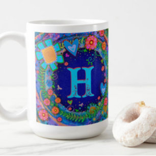 Initial Dragonfly Monogram Inspirivity Coffee Mug