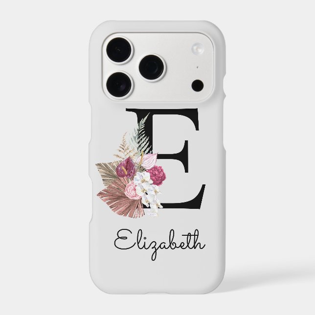Initial E Modern Pink Floral (Back)