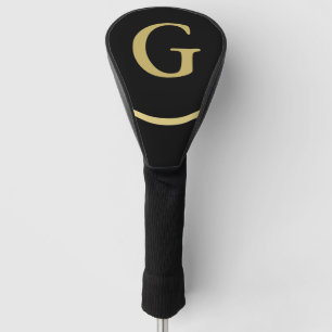 Initial Elegant Black & Gold Golf Driver Cover