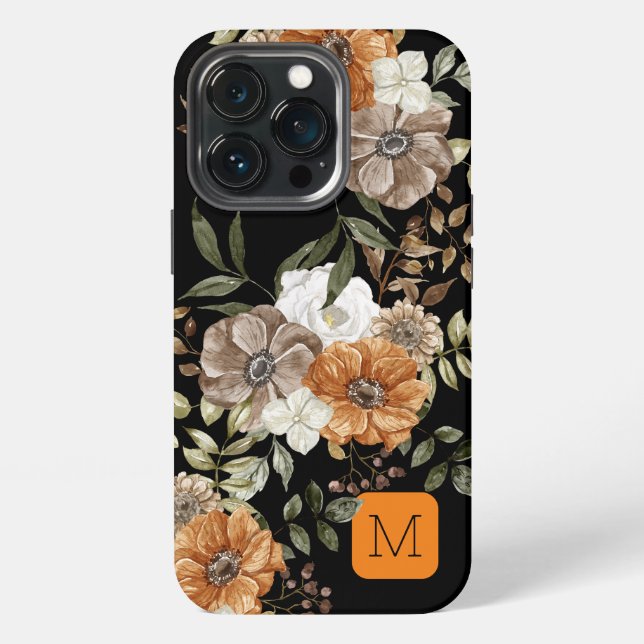 Initial Elegant colour matching Black and brown iPhone Case (Back)