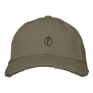 Initial F Letter Printed Light Olive-Hat Handsome Embroidered Hat