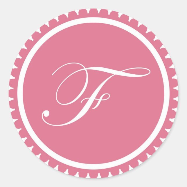 Initial F princess pink monogram seal party favour (Front)