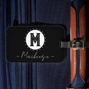 Initial Family Name Monogram Circle Luggage Tag