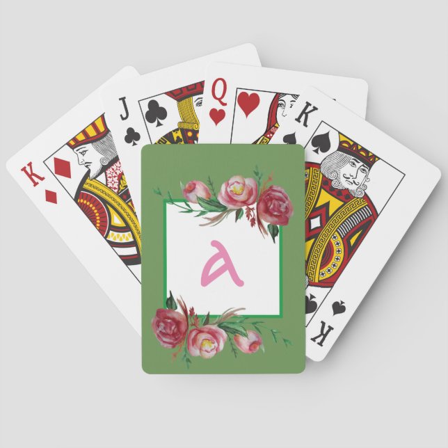 Initial Floral  Classic Playing Cards (Back)