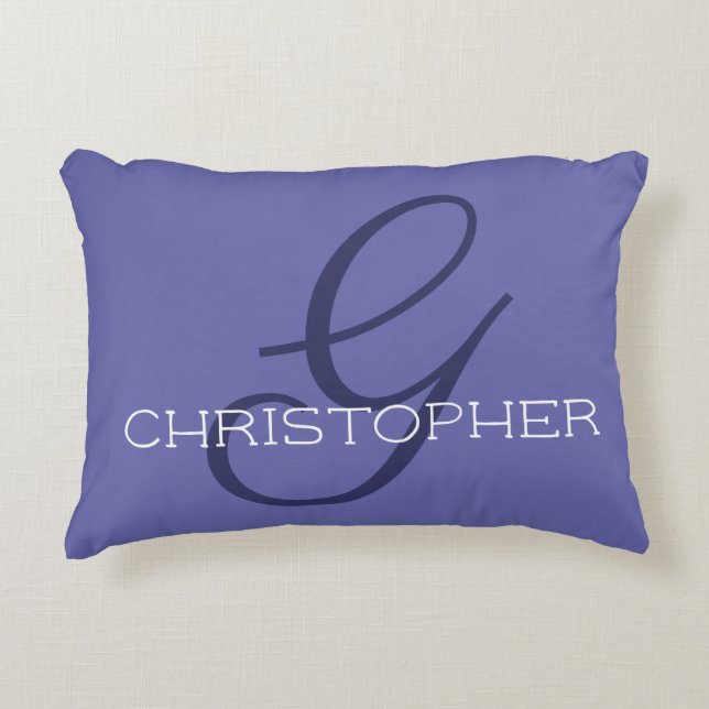 Initial G Custom Name Blue Periwinkle Decorative Cushion (Front)