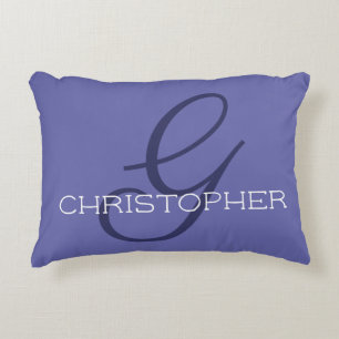 Initial G Custom Name Very Peri Blue Periwinkle Decorative Cushion