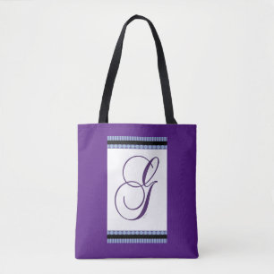 INITIAL G MONOGRAM PURPLE TOTE BAG
