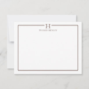 Initial Gift Men's Office Stationery Dark Brown Card