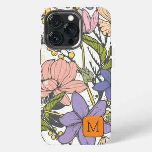 Initial Girly colourful ink art Pretty botanical iPhone 13 Pro Case