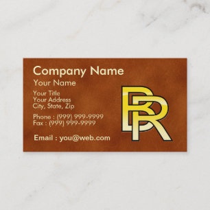 initial gold B and R on leather bottom Business Card