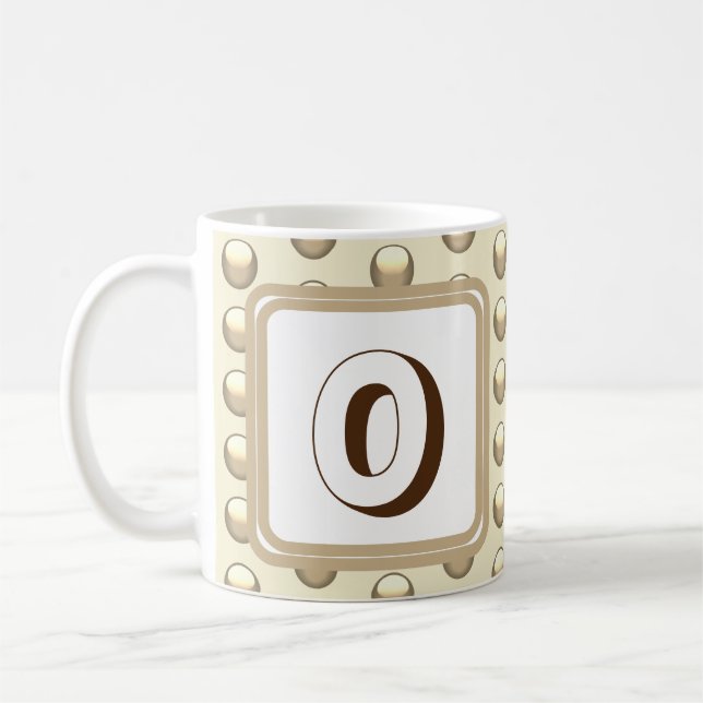 Initial Gold Polka Dot Bold Monogram Coffee Mug (Left)