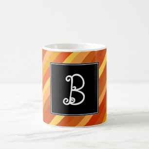 Initial; Goldfish-Inspired Coloured Stripes Coffee Mug