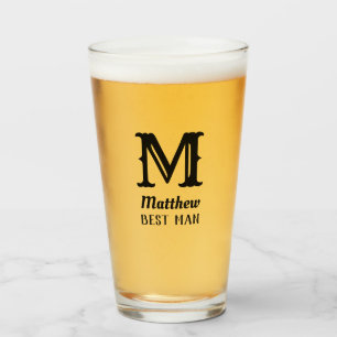 Initial Groomsmen Modern Monogrammed Best Man Glass