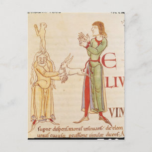 Initial 'H' in the form of two conjurors Postcard