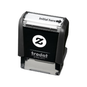 Initial here with Arrow Business Self-inking Stamp
