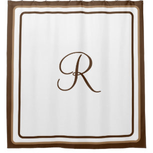 Initial Hotel Chic Monogrammed Simple Brown Bath Shower Curtain