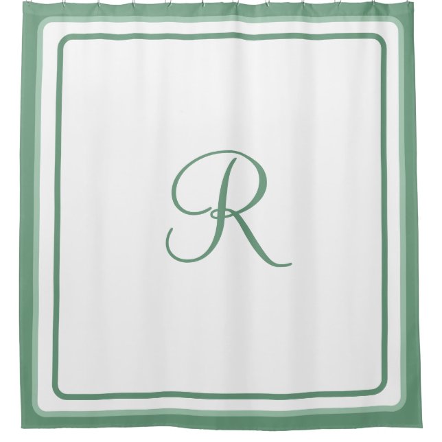 Initial Hotel Chic Monogrammed Simple Sage Green  Shower Curtain (Front)