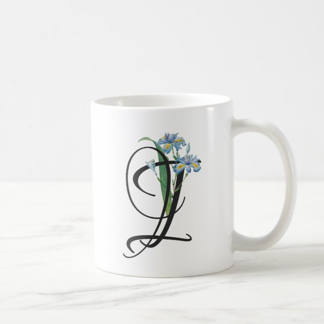 Initial I, Vintage Iris Coffee Mug (Right)