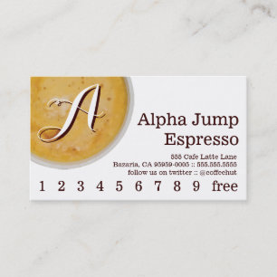 Initial in Foamy Coffee Cup Loyalty Punch Card