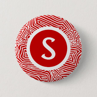 Initial in Red 6 Cm Round Badge