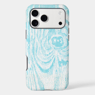 Initial In Tree Wood Look aqua iPhone 5