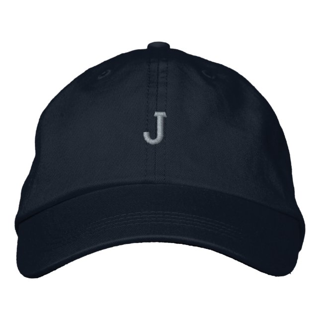 Initial J - Letter Monogram fabric Wool-Hat Cool Embroidered Hat (Front)