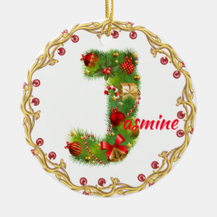 initial J monogrammed christmas ornament CUSTOMIZE