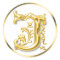 Initial J Round Sticker in Gold