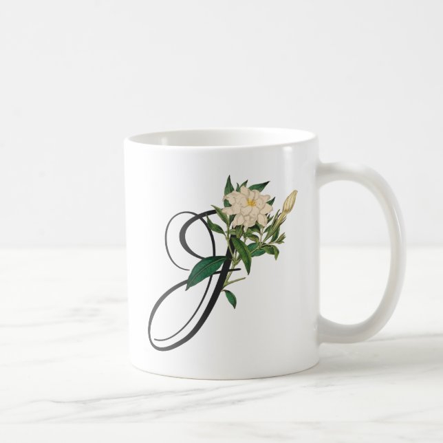 Initial J, Vintage Jasmine Coffee Mug (Right)